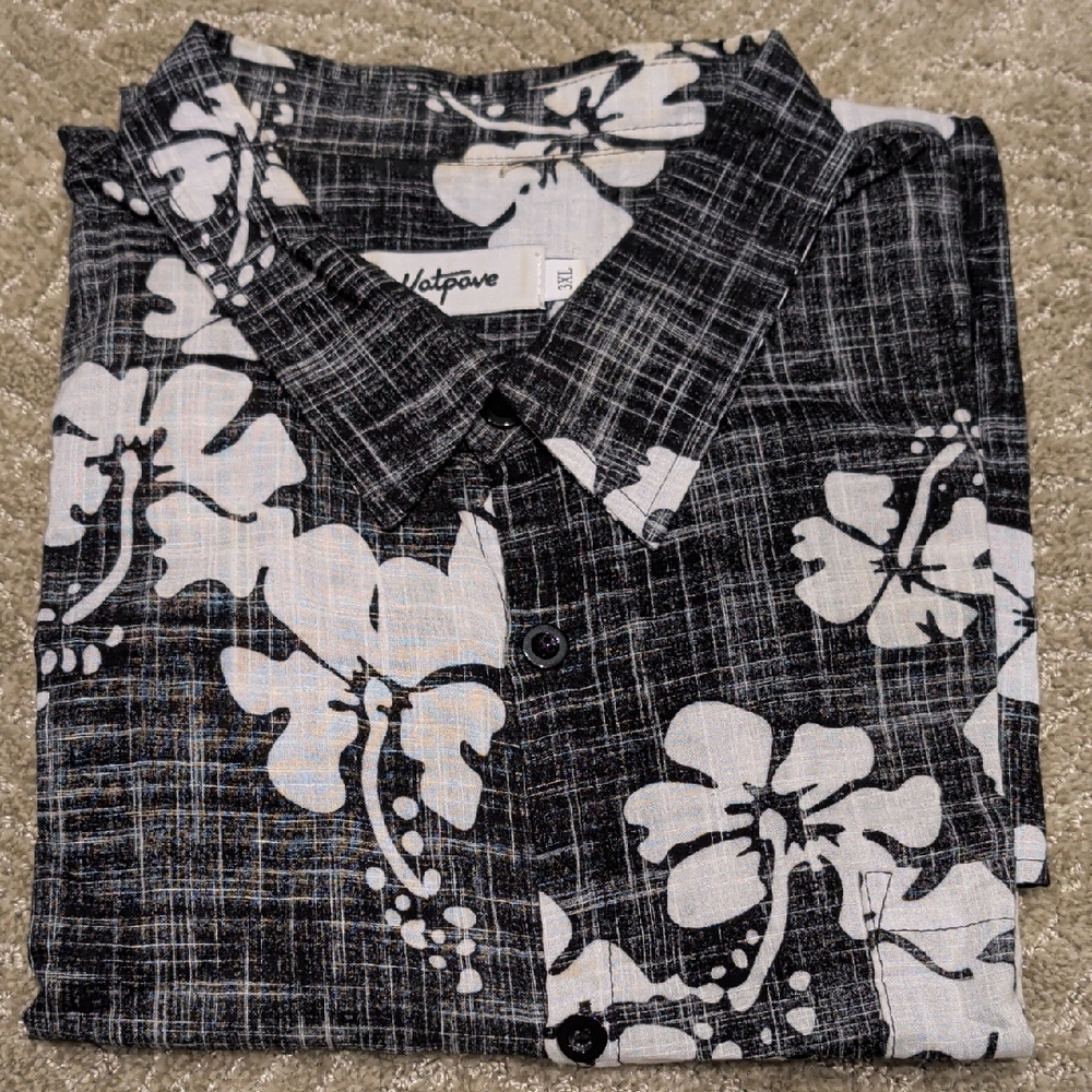 Vatpave Black and White Floral Men's Casual Shirt